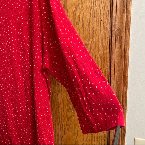 Girlfriend Plus Size 3/4 Sleeve T-shirt Red with pattern 60% Cotton 40% Viscose - Picture 5 of 12